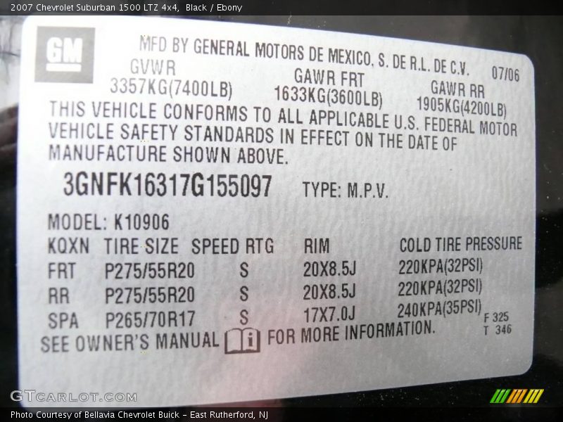 Black / Ebony 2007 Chevrolet Suburban 1500 LTZ 4x4