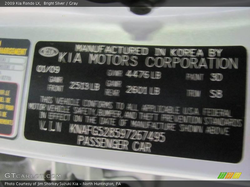 Bright Silver / Gray 2009 Kia Rondo LX