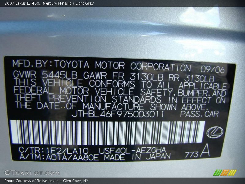 Mercury Metallic / Light Gray 2007 Lexus LS 460