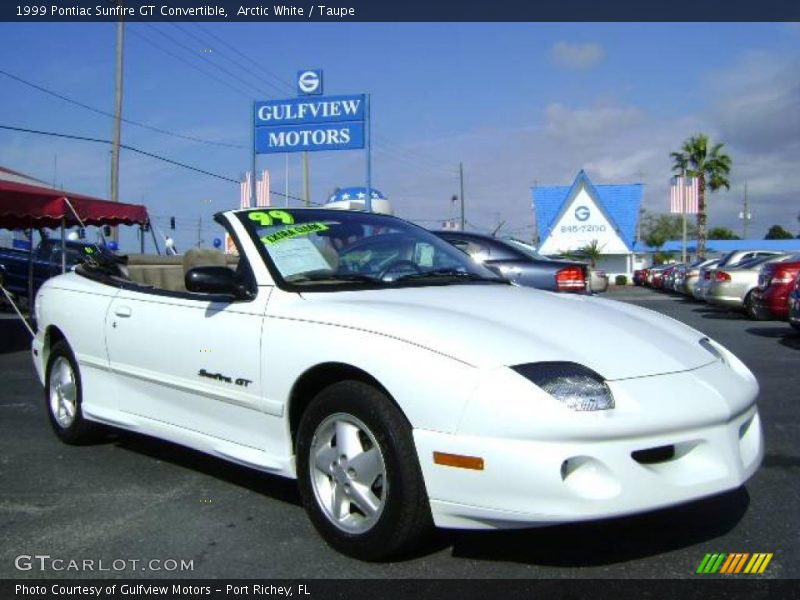 Arctic White / Taupe 1999 Pontiac Sunfire GT Convertible