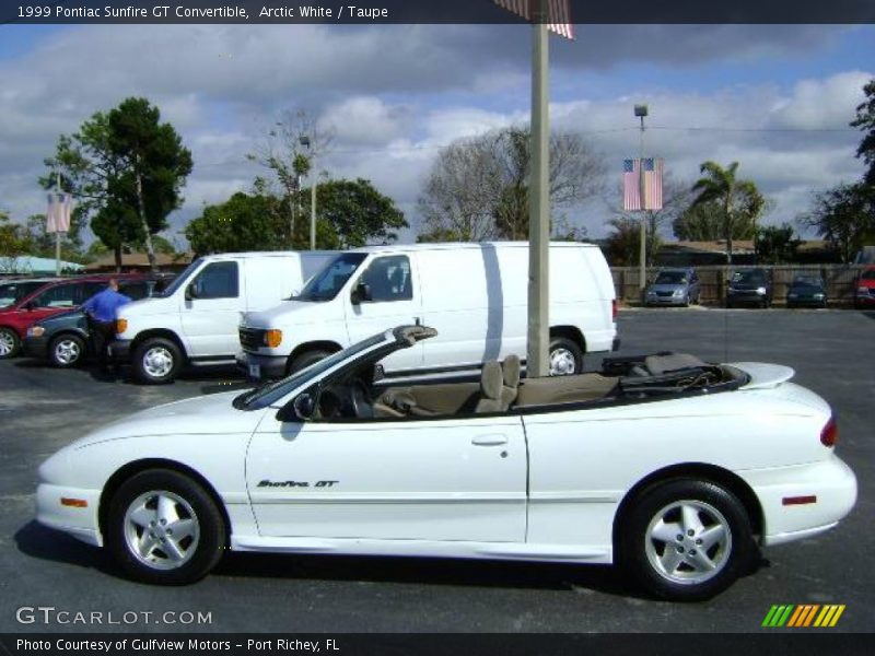 Arctic White / Taupe 1999 Pontiac Sunfire GT Convertible