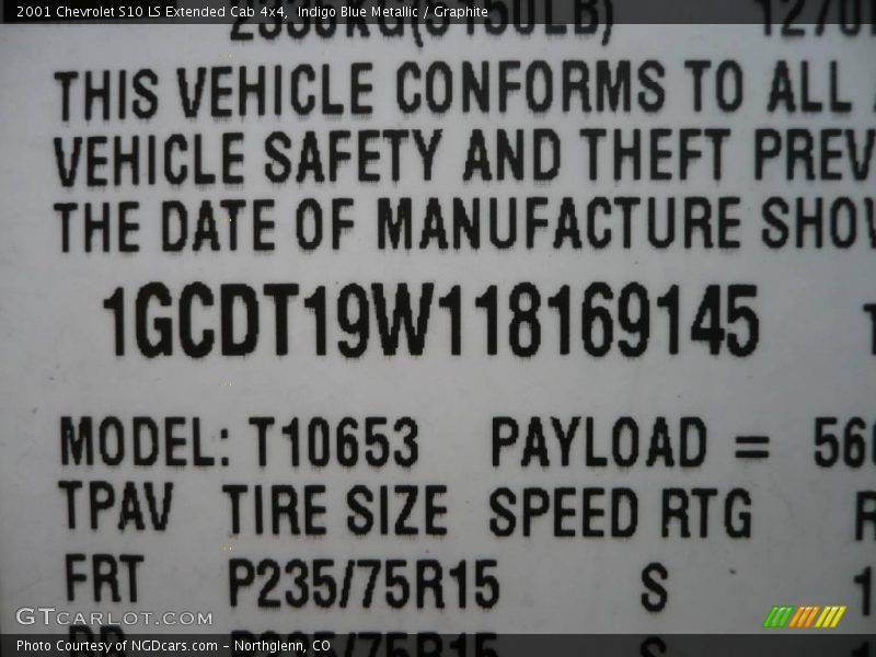 Indigo Blue Metallic / Graphite 2001 Chevrolet S10 LS Extended Cab 4x4