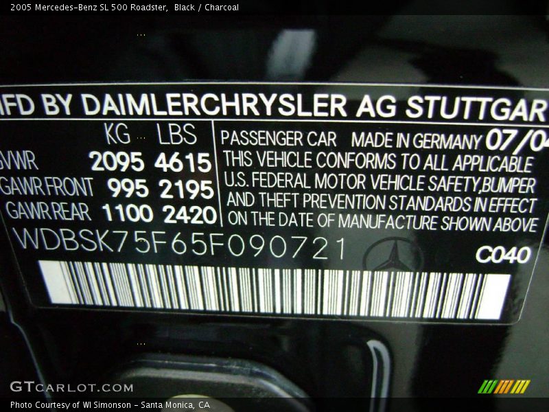 Black / Charcoal 2005 Mercedes-Benz SL 500 Roadster