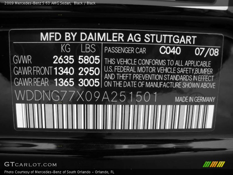 Black / Black 2009 Mercedes-Benz S 63 AMG Sedan