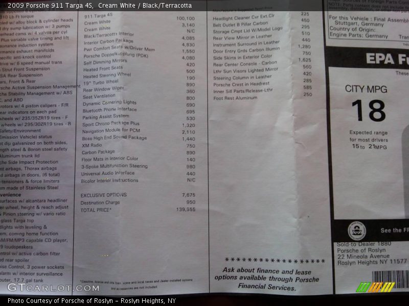 Cream White / Black/Terracotta 2009 Porsche 911 Targa 4S