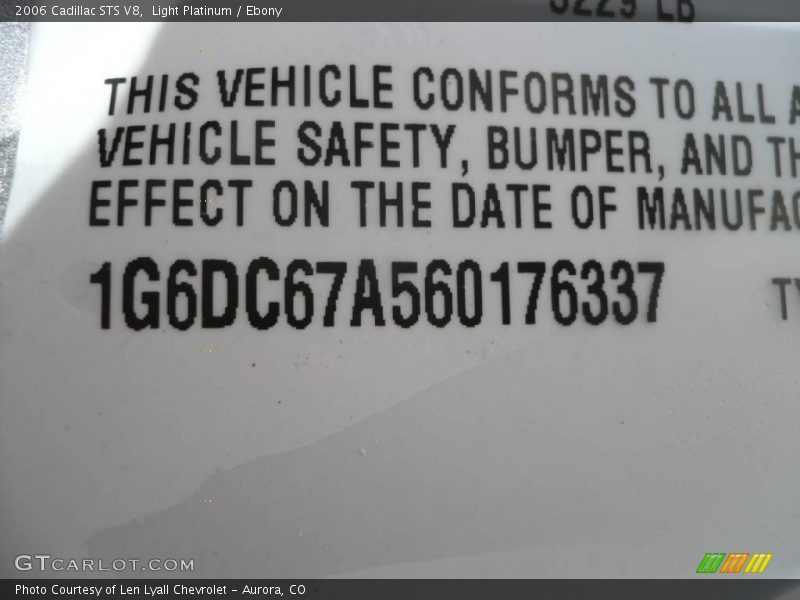 Light Platinum / Ebony 2006 Cadillac STS V8