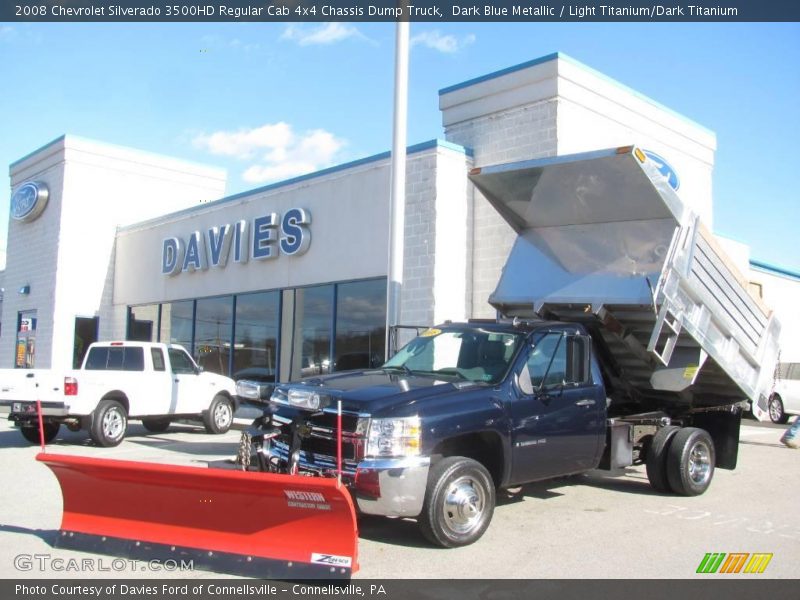 Dark Blue Metallic / Light Titanium/Dark Titanium 2008 Chevrolet Silverado 3500HD Regular Cab 4x4 Chassis Dump Truck
