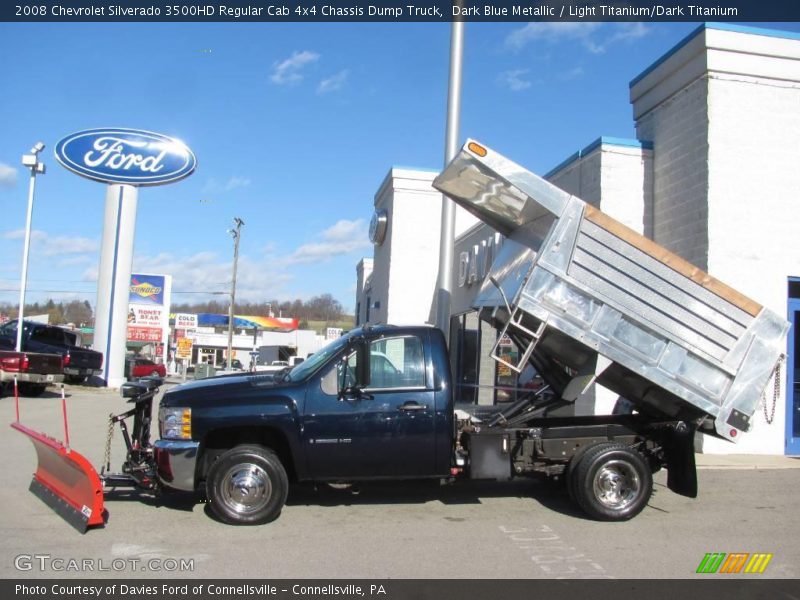 Dark Blue Metallic / Light Titanium/Dark Titanium 2008 Chevrolet Silverado 3500HD Regular Cab 4x4 Chassis Dump Truck