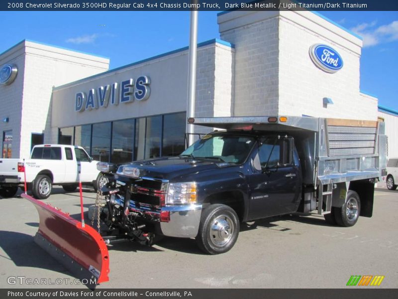 Dark Blue Metallic / Light Titanium/Dark Titanium 2008 Chevrolet Silverado 3500HD Regular Cab 4x4 Chassis Dump Truck