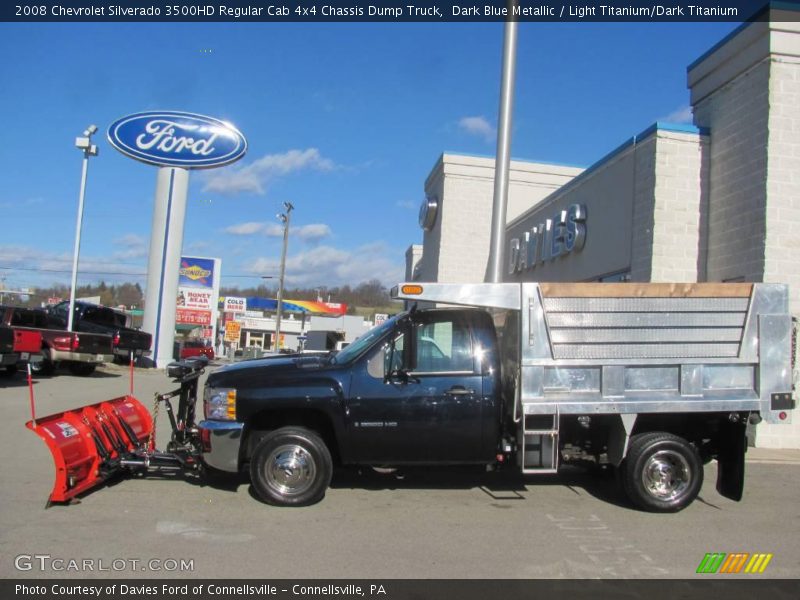 Dark Blue Metallic / Light Titanium/Dark Titanium 2008 Chevrolet Silverado 3500HD Regular Cab 4x4 Chassis Dump Truck
