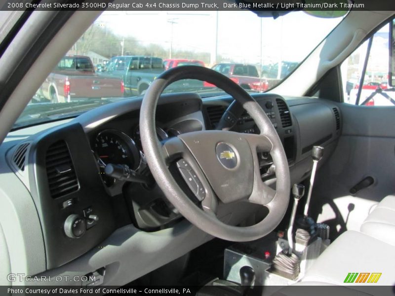 Dark Blue Metallic / Light Titanium/Dark Titanium 2008 Chevrolet Silverado 3500HD Regular Cab 4x4 Chassis Dump Truck
