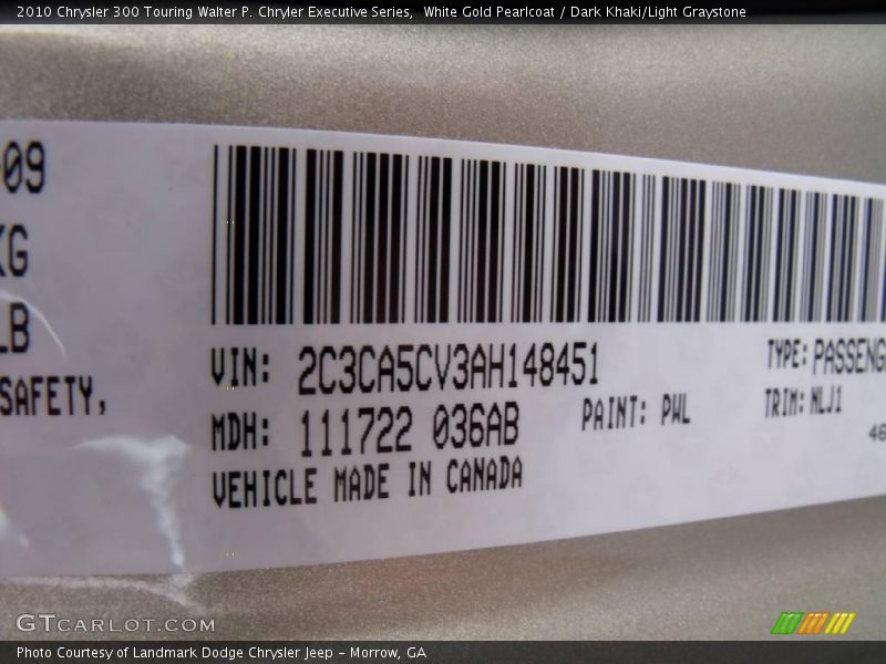 White Gold Pearlcoat / Dark Khaki/Light Graystone 2010 Chrysler 300 Touring Walter P. Chryler Executive Series
