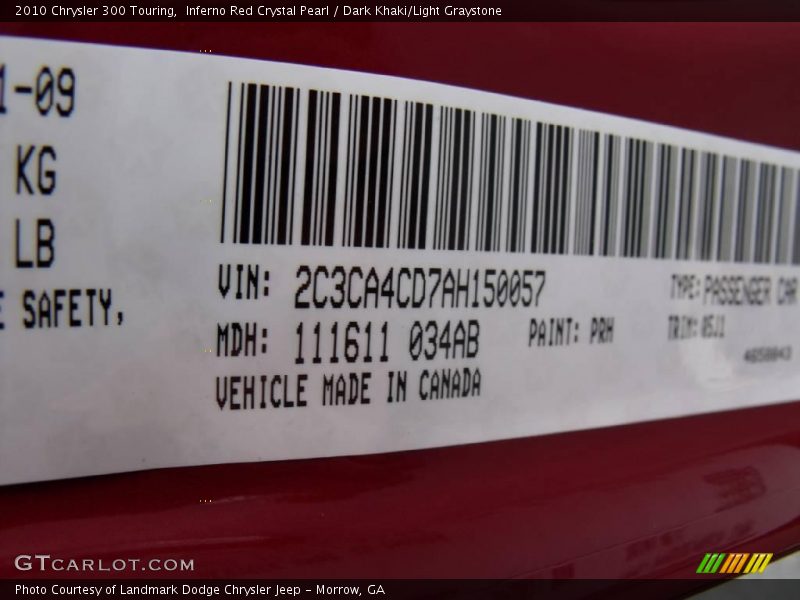 Inferno Red Crystal Pearl / Dark Khaki/Light Graystone 2010 Chrysler 300 Touring