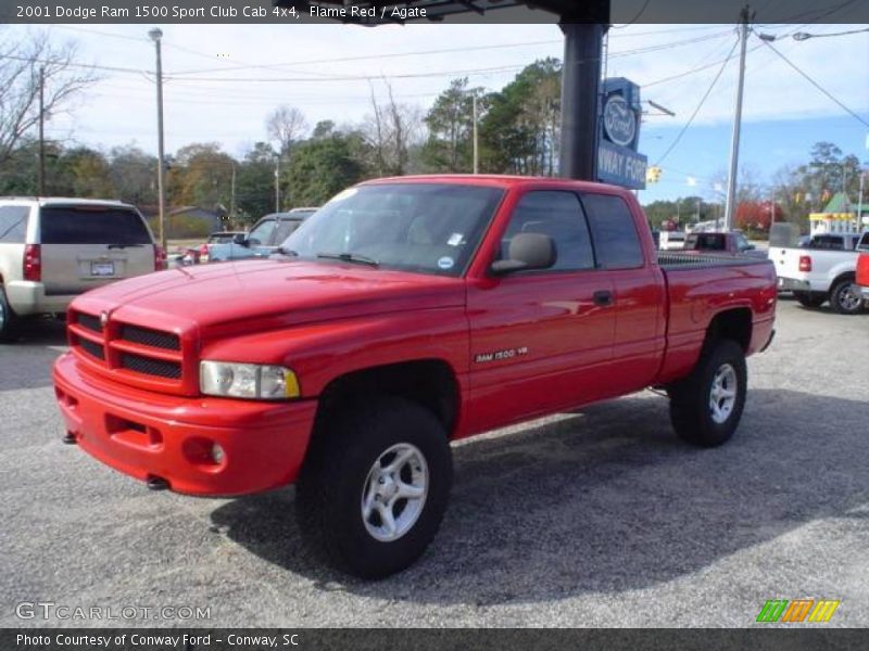 Flame Red / Agate 2001 Dodge Ram 1500 Sport Club Cab 4x4