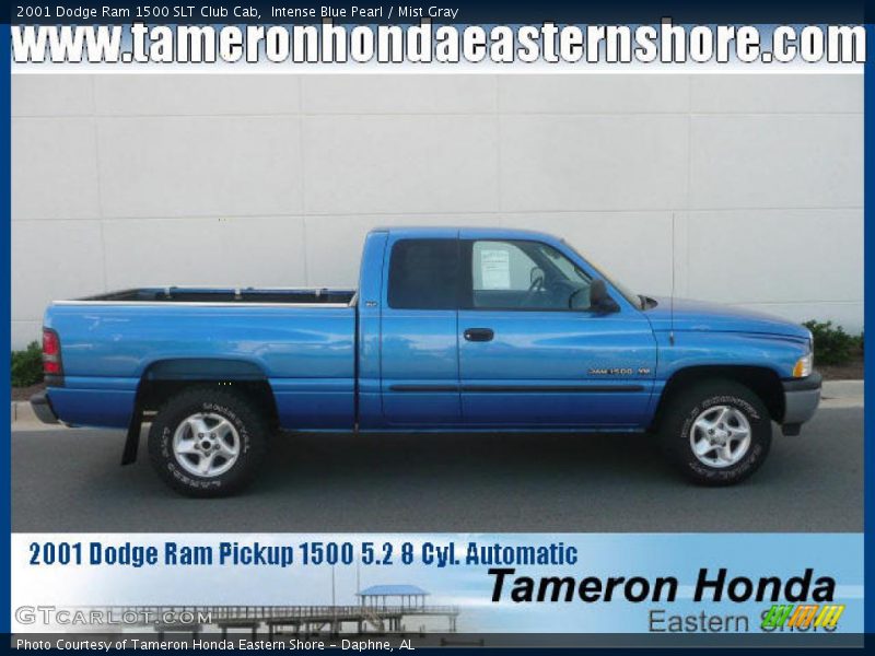 Intense Blue Pearl / Mist Gray 2001 Dodge Ram 1500 SLT Club Cab