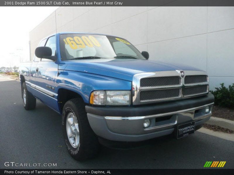 Intense Blue Pearl / Mist Gray 2001 Dodge Ram 1500 SLT Club Cab