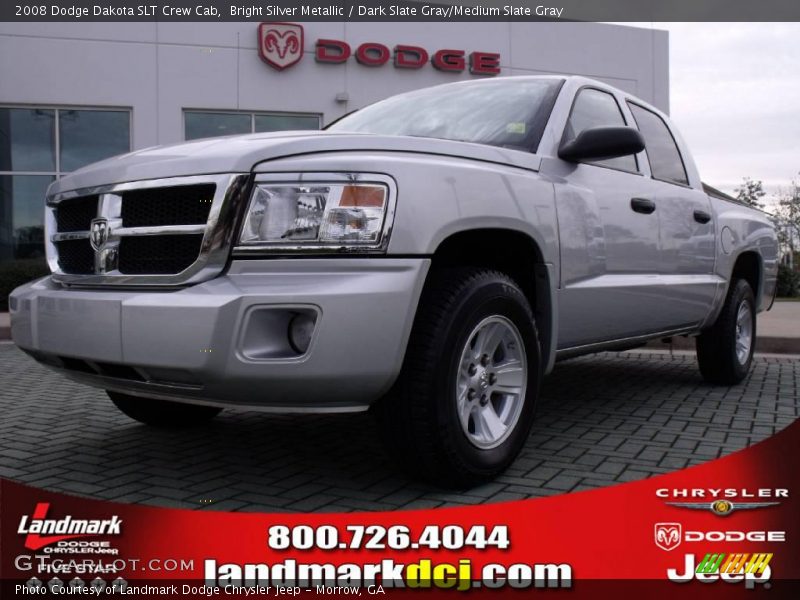 Bright Silver Metallic / Dark Slate Gray/Medium Slate Gray 2008 Dodge Dakota SLT Crew Cab