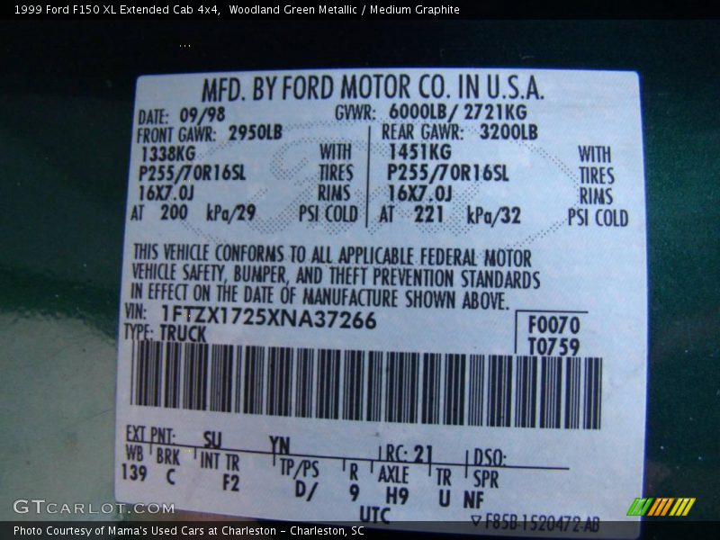 Woodland Green Metallic / Medium Graphite 1999 Ford F150 XL Extended Cab 4x4