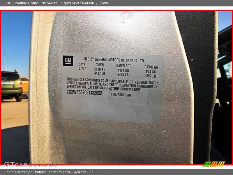 Liquid Silver Metallic / Ebony 2008 Pontiac Grand Prix Sedan
