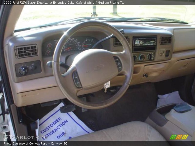 Oxford White / Medium Prairie Tan 1999 Ford F250 Super Duty Lariat Extended Cab