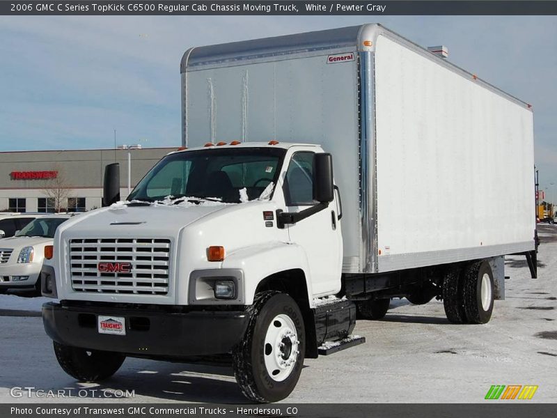 White / Pewter Gray 2006 GMC C Series TopKick C6500 Regular Cab Chassis Moving Truck