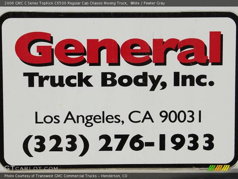 White / Pewter Gray 2006 GMC C Series TopKick C6500 Regular Cab Chassis Moving Truck