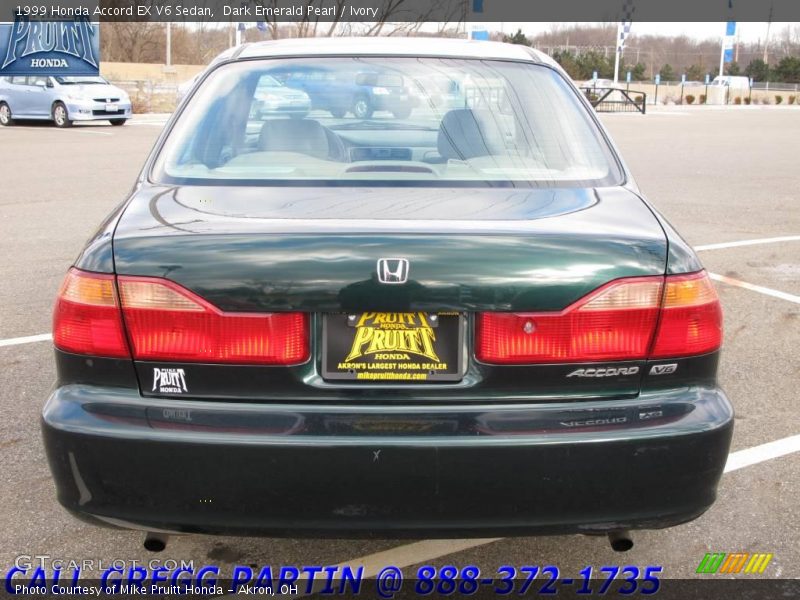 Dark Emerald Pearl / Ivory 1999 Honda Accord EX V6 Sedan