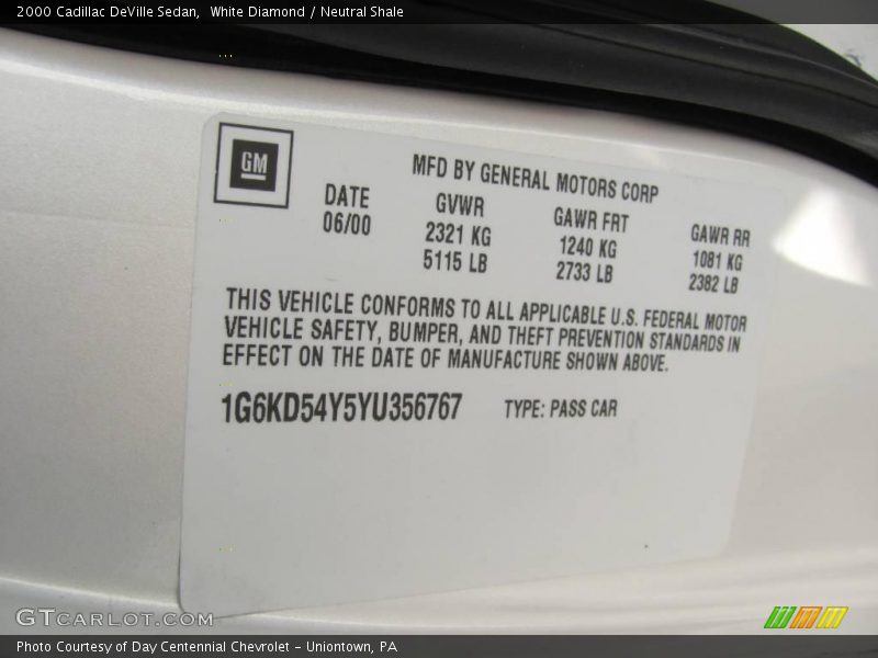 White Diamond / Neutral Shale 2000 Cadillac DeVille Sedan