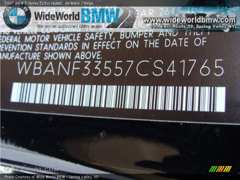 Jet Black / Beige 2007 BMW 5 Series 525xi Sedan