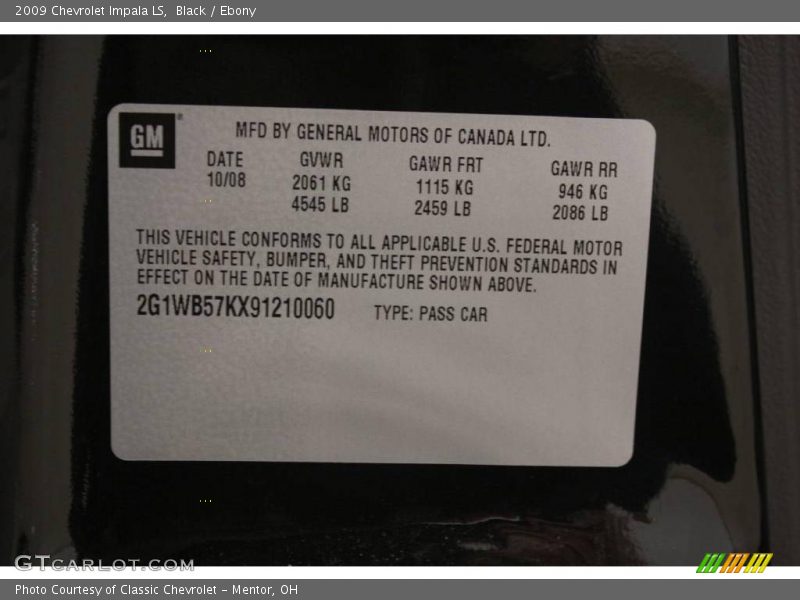 Black / Ebony 2009 Chevrolet Impala LS