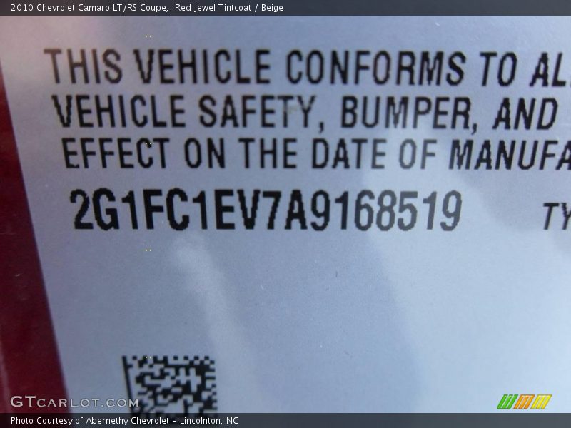 Red Jewel Tintcoat / Beige 2010 Chevrolet Camaro LT/RS Coupe