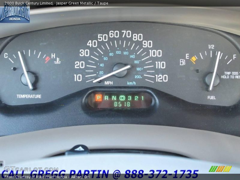 Jasper Green Metallic / Taupe 2000 Buick Century Limited