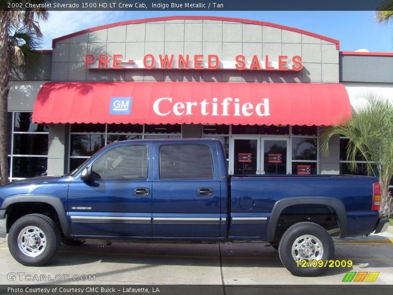 Indigo Blue Metallic / Tan 2002 Chevrolet Silverado 1500 HD LT Crew Cab