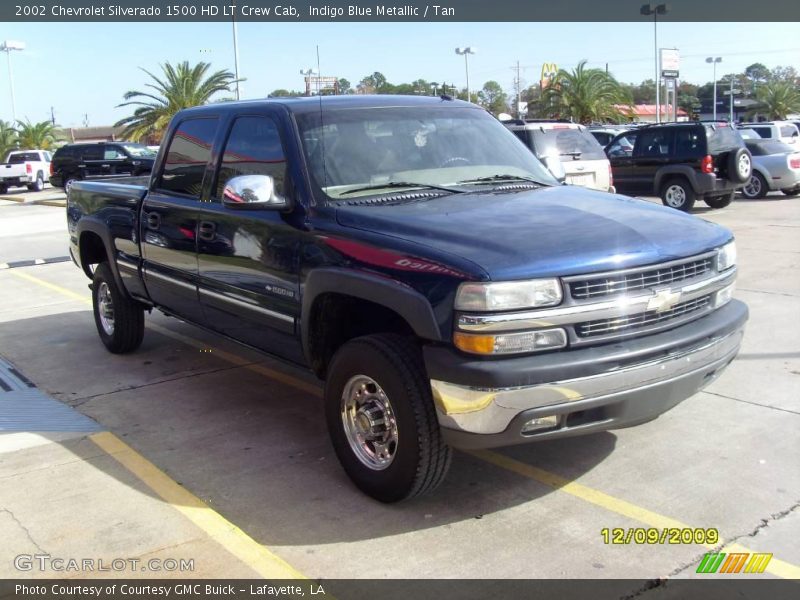 Indigo Blue Metallic / Tan 2002 Chevrolet Silverado 1500 HD LT Crew Cab