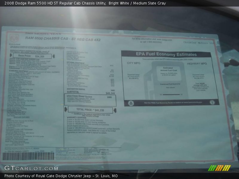 Bright White / Medium Slate Gray 2008 Dodge Ram 5500 HD ST Regular Cab Chassis Utility