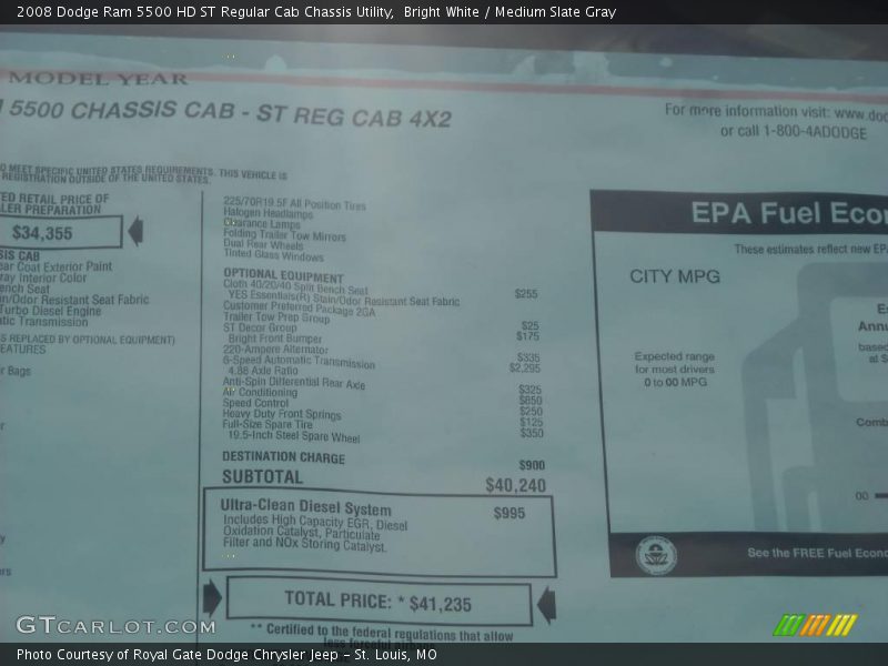 Bright White / Medium Slate Gray 2008 Dodge Ram 5500 HD ST Regular Cab Chassis Utility