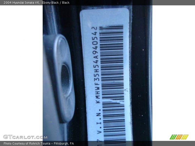 Ebony Black / Black 2004 Hyundai Sonata V6