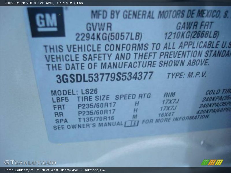 Gold Mist / Tan 2009 Saturn VUE XR V6 AWD