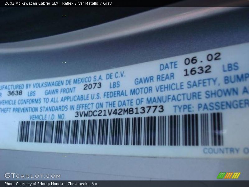 Reflex Silver Metallic / Grey 2002 Volkswagen Cabrio GLX