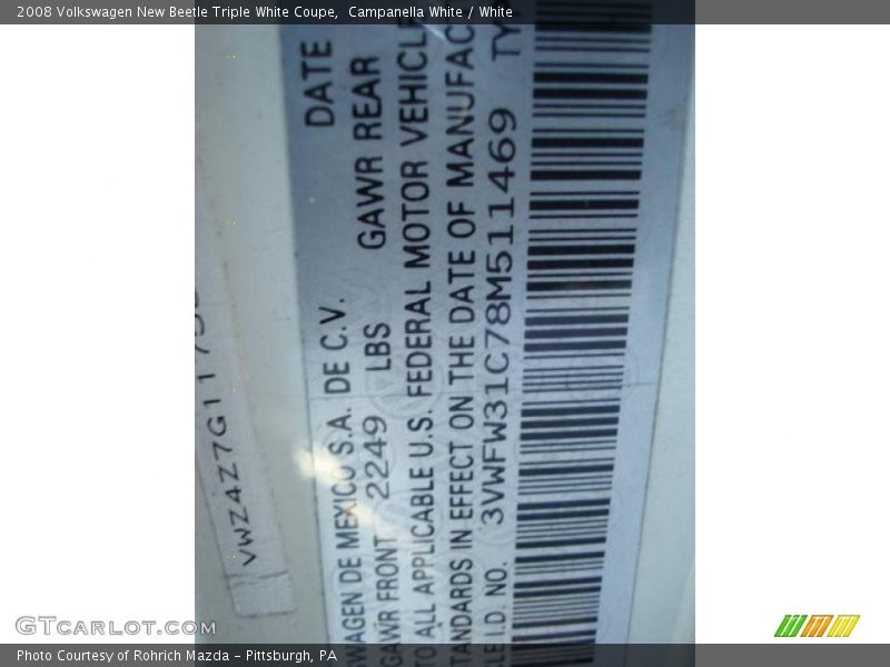 Campanella White / White 2008 Volkswagen New Beetle Triple White Coupe