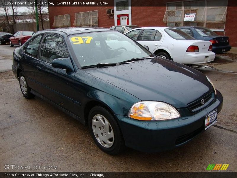 Cypress Green Metallic / Gray 1997 Honda Civic EX Coupe