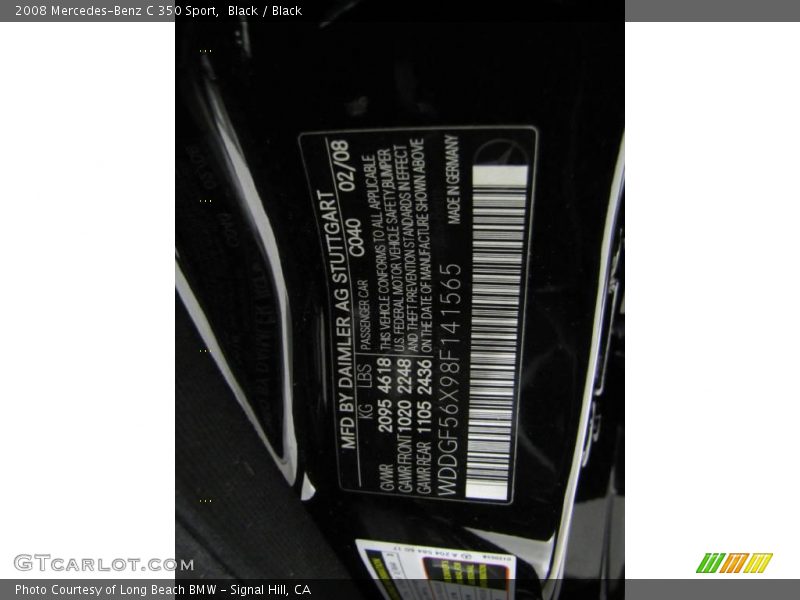 Black / Black 2008 Mercedes-Benz C 350 Sport