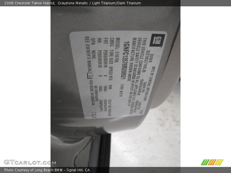 Graystone Metallic / Light Titanium/Dark Titanium 2008 Chevrolet Tahoe Hybrid