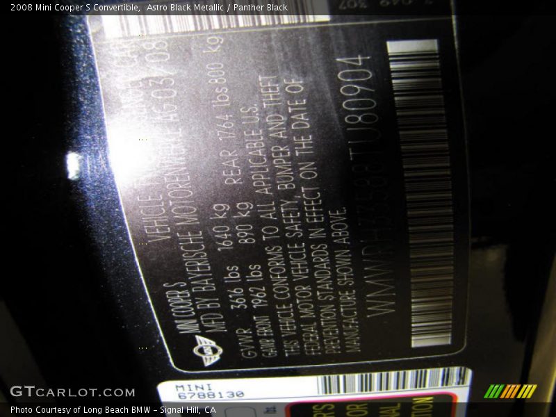 Astro Black Metallic / Panther Black 2008 Mini Cooper S Convertible