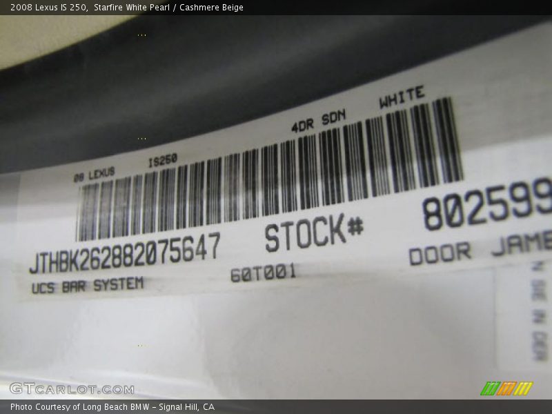 Starfire White Pearl / Cashmere Beige 2008 Lexus IS 250
