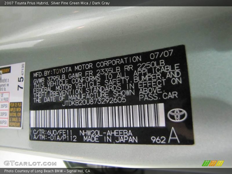 Silver Pine Green Mica / Dark Gray 2007 Toyota Prius Hybrid