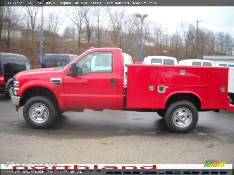 Vermillion Red / Medium Stone 2010 Ford F350 Super Duty XL Regular Cab 4x4 Chassis