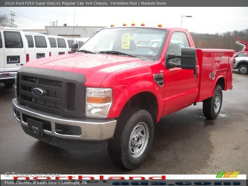 Vermillion Red / Medium Stone 2010 Ford F350 Super Duty XL Regular Cab 4x4 Chassis
