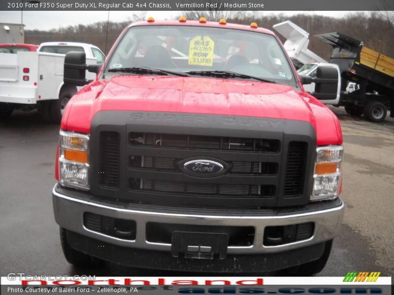 Vermillion Red / Medium Stone 2010 Ford F350 Super Duty XL Regular Cab 4x4 Chassis