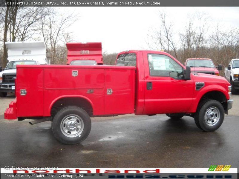 Vermillion Red / Medium Stone 2010 Ford F350 Super Duty XL Regular Cab 4x4 Chassis